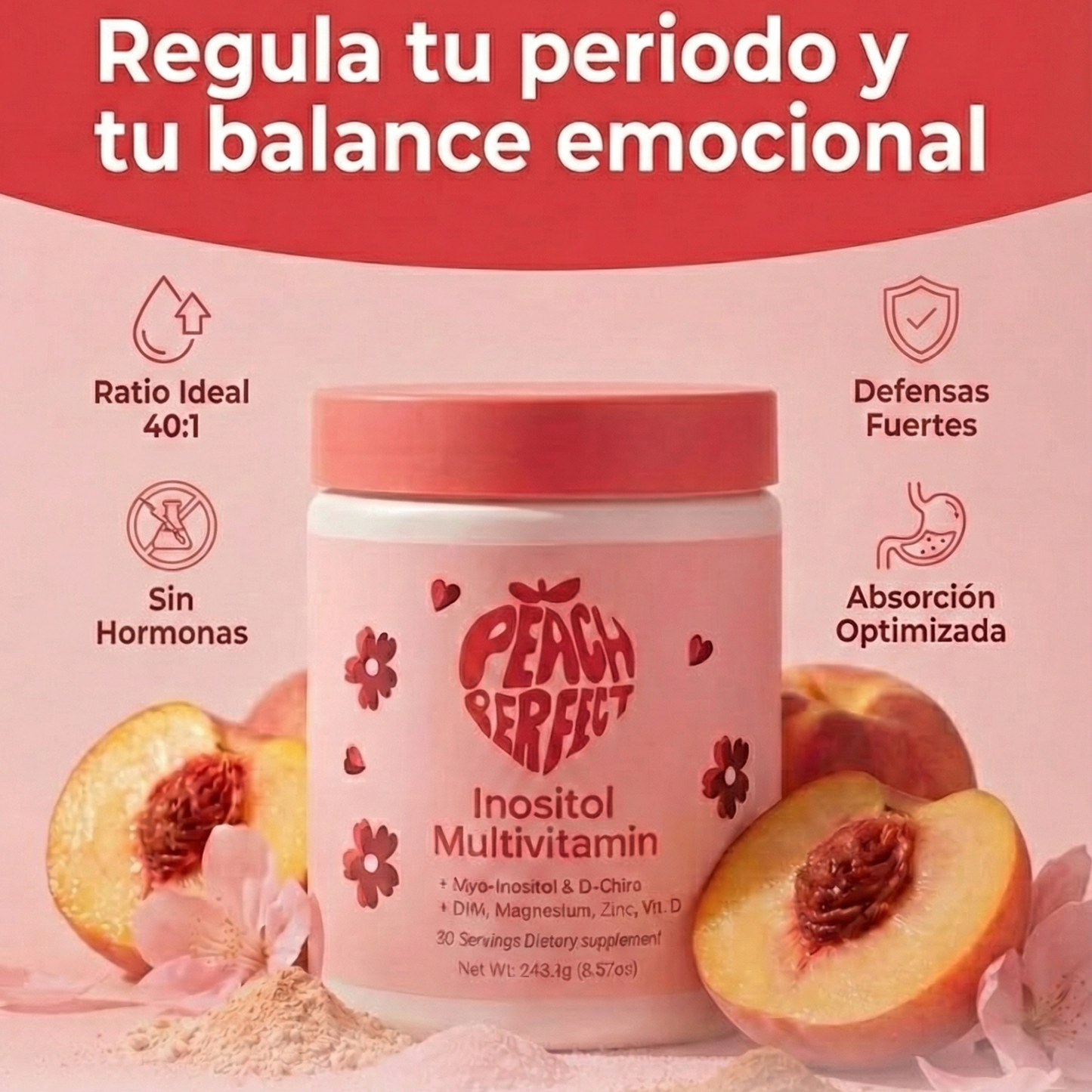 Peach Perfect – Inositol Complex | Balance Hormonal & Ciclo Regular