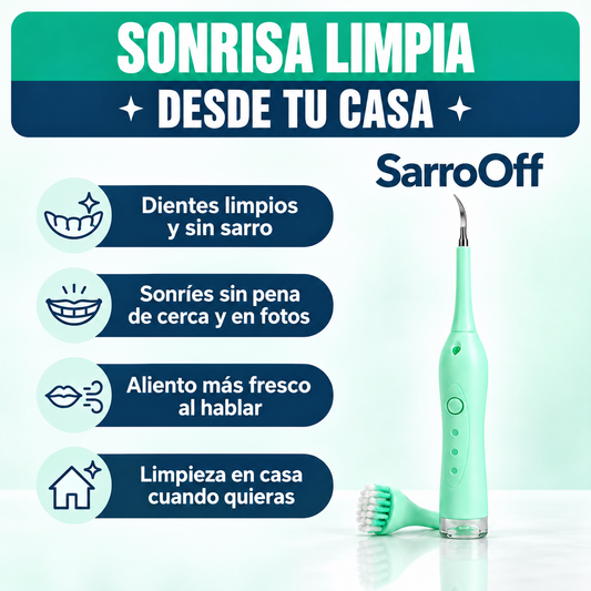 SarroOff - Removedor de Sarro 2 en 1 Recargable con Cabezal de Cepillo