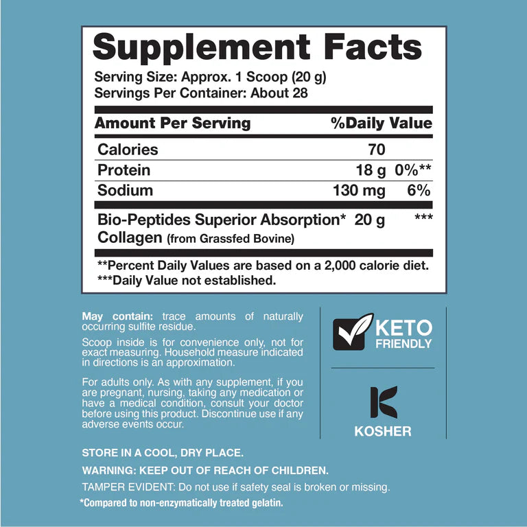 Colágeno Puro con 18g de Proteína - Fórmula avanzada (567g)