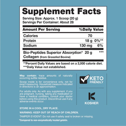 Colágeno Puro con 18g de Proteína - Fórmula avanzada (567g)